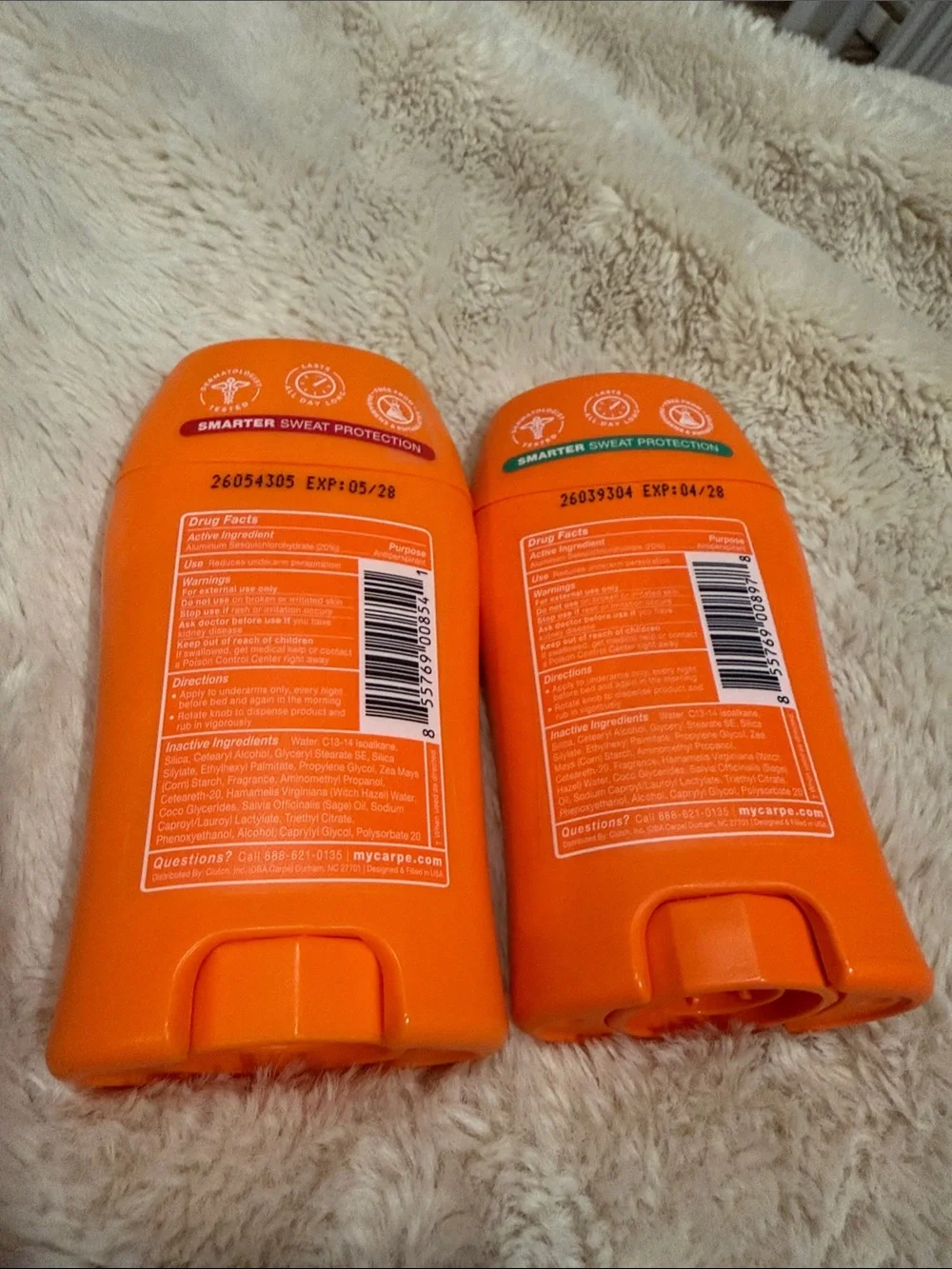 2 Carpe Deodorant Sticks - cucumber spa and rose water NEW